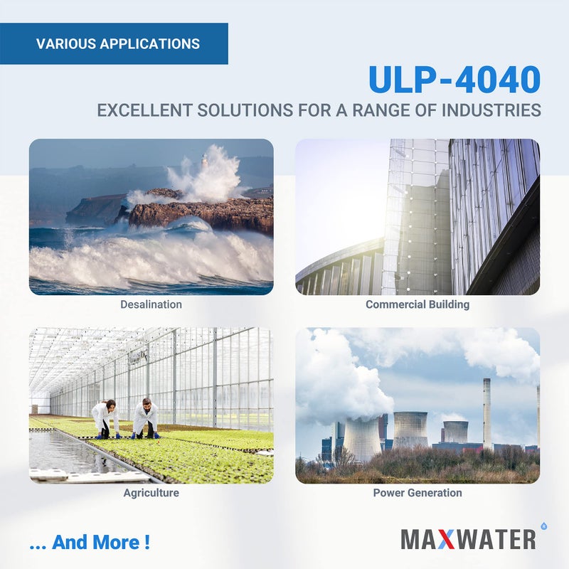 Max Water ULP-4040 Reverse Osmosis 4" x 40" RO Membrane, 2600 GPD | ULP 4040 For Water Purification Desalination Commercial, Industrial, Agricultural | Compatible with Dow Filmtec AG4040FF, TW30-4040 - Image 5